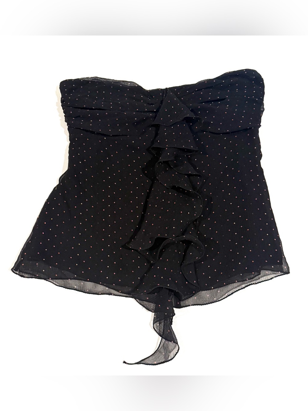 The Limited Black Asymmetrical Ruffle Skirt with Pink Polka Dots